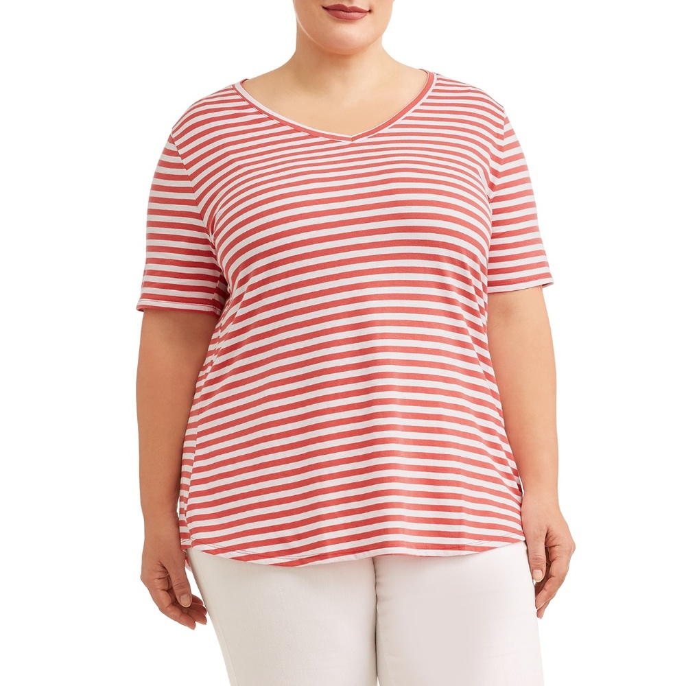 Striped Tee Shirt Plus Size Sz 0X 14W NWOT